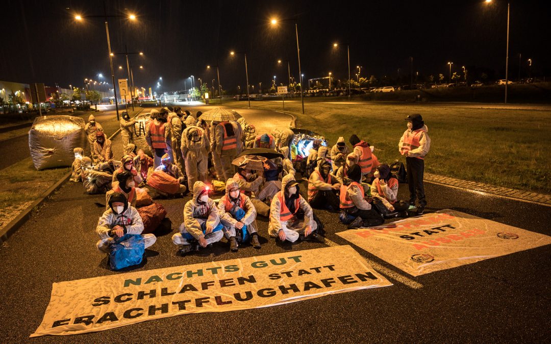 Activists block Leipzig Halle Cargo Airport in protest against planned expansion