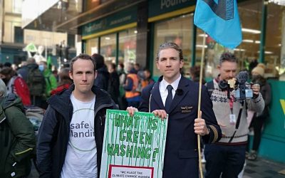 Protest actions around the globe against aviation greenwashing during COP26