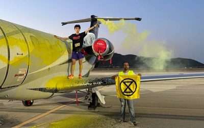 ‘Jets & Yachts The Party’s Over’: Activists glue themselves to a private jet in Ibiza